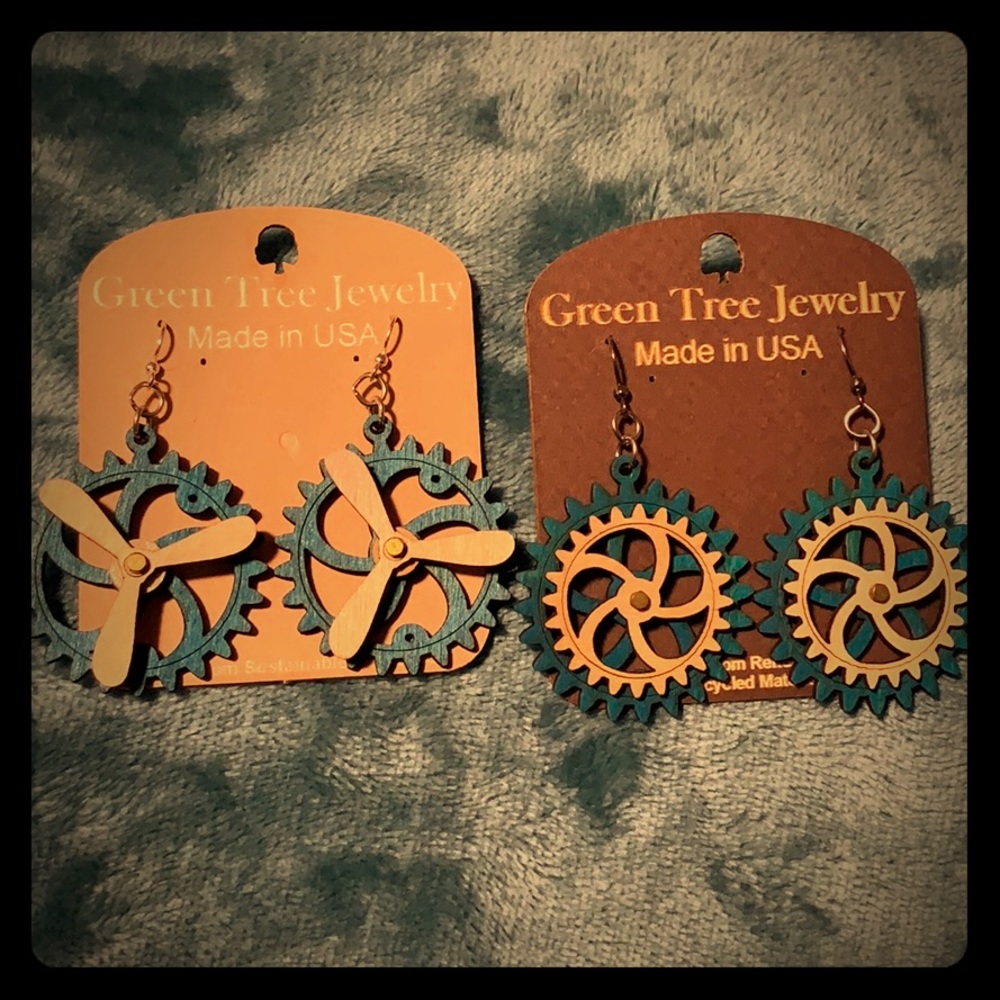 LASER CUT GEAR EARRINGS